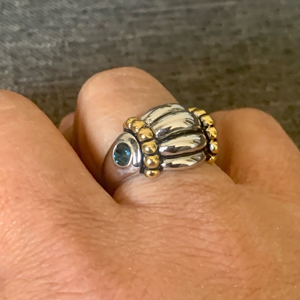 ✨NEW✨STUNNING SILVER & GOLD GEMSTONE SILVER RING - Picture 2 of 8